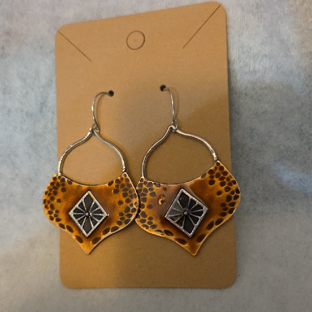 Artisan Brown And Silver Dangle Earrings